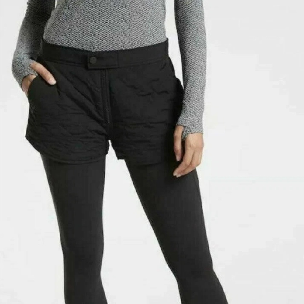 Athleta Toasty Buns Insulated Short 8 Black $89 ski gear snow suit (bin FF)